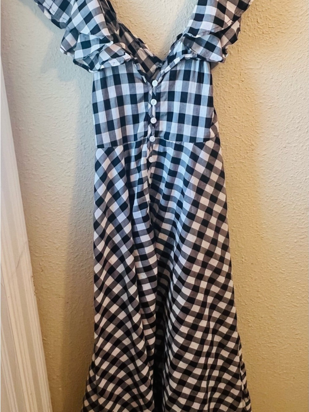 J. Crew Black and White Gingham Button-Front Dress